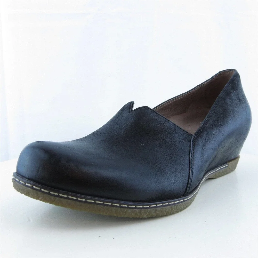 Dansko Women Clog Shoes Black Leather Slip On Size 37 Medium (B, M)